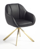 HR2055N Scaun Neagră din Piele Ecologica cu Bază Aurie