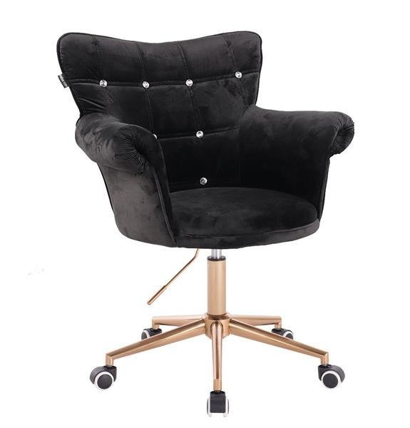 HR804CK scaun Catifea Negru cu Bază Aurie