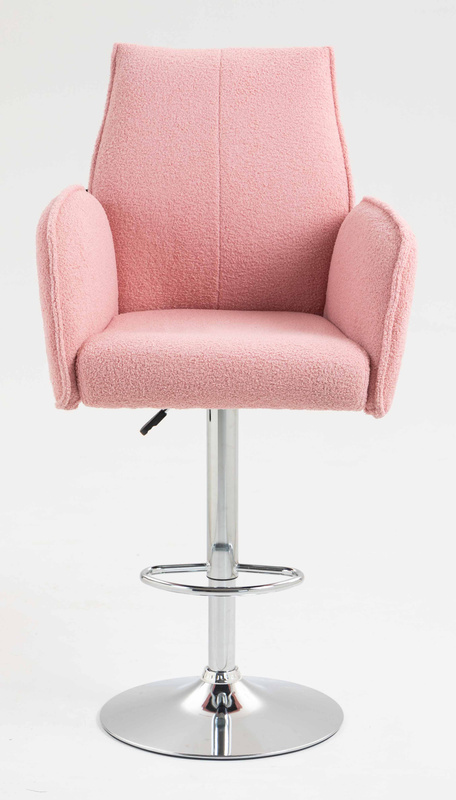 HR280W Scaun Roz Pudra Boucle cu Bază Cromata