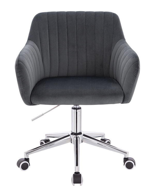 HR190K Scaun Grafit din Catifea cu Bază Cromata