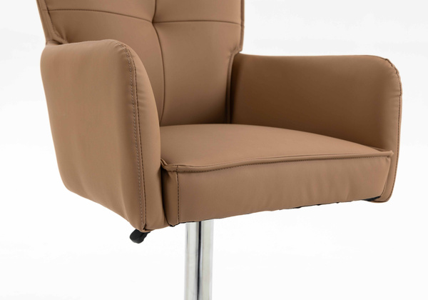 HR250W Scaun Piele Ecologică Premium Soft Culoare Caramel Bază Cromata