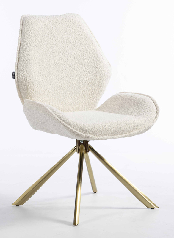 HR350 BAZĂ STEA Scaun Crem din Boucle Bază Aurie