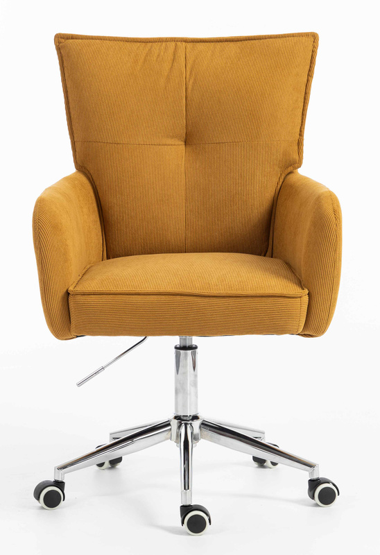 HR250K Scaun Catifea Reiată Premium Ruloare Curry Galben Bază Cromata