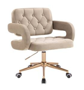 HR8403K Scaun Catifea Latte Bază Aurie