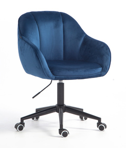 HR2055K Scaun Bleumarin din Catifea cu Bază Neagră