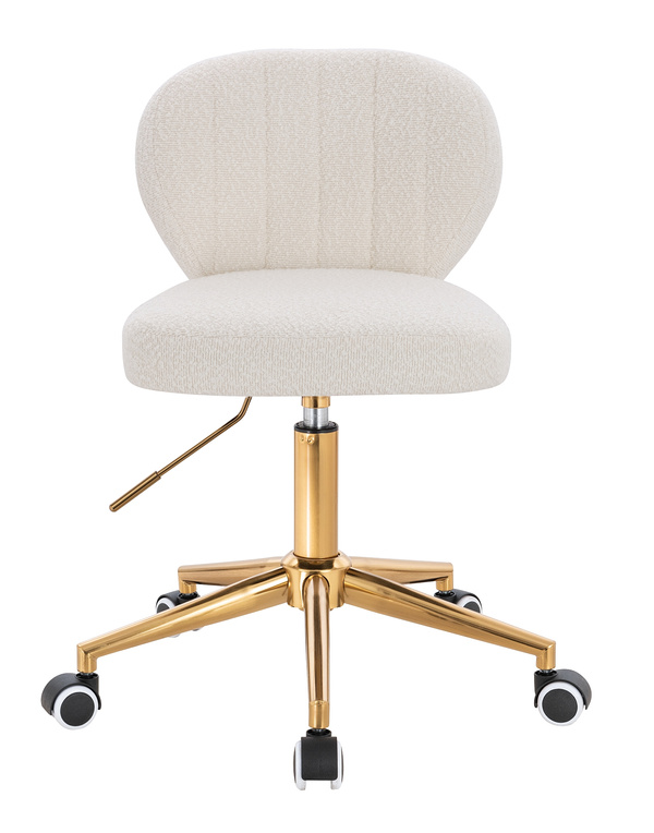 HR193K Scaun Crem Boucle cu Bază Aurie