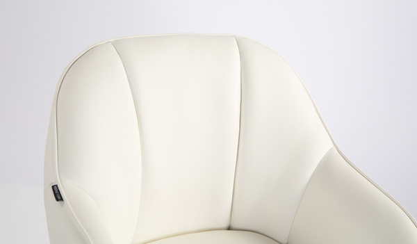 HR2055K Scaun Alb din Piele Ecologica cu Bază Neagră