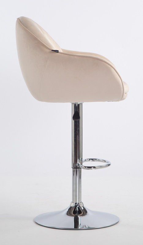 HR2055W Scaun Crem din Catifea cu Bază Cromata