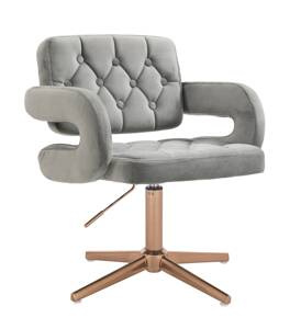HR8403CROSS Scaun Catifea Gray Bază Aurie