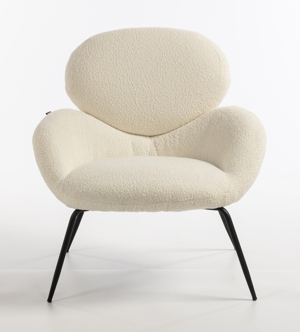 HR2045 Scaun Crem Boucle cu Bază Neagră