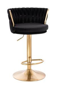 HR450W Scaun Neagră din Catifea cu Bază Aurie