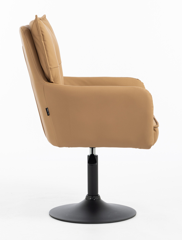 HR250N Scaun Piele Ecologică Premium Soft Culoare Caramel Bază Neagră