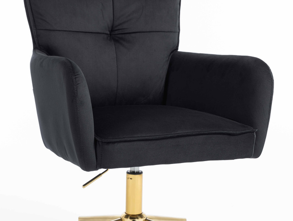 HR250K Scaun Catifea Neagră Bază Aurie
