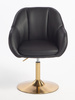 HR2055N Scaun Neagră din Piele Ecologica cu Bază Aurie