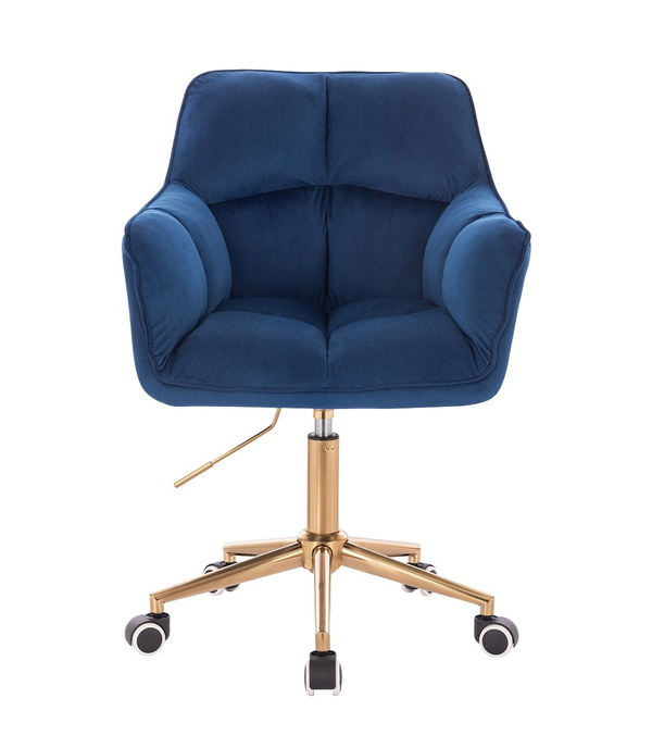 HR550K Scaun Bleumarin Catifea cu Bază Aurie