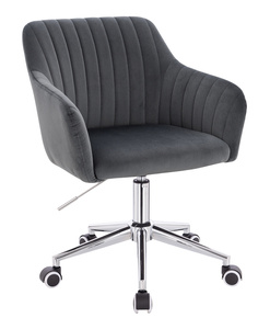 HR190K Scaun Grafit din Catifea cu Bază Cromata