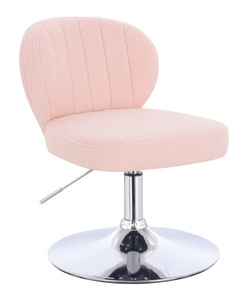 HR193N Scaun Roz Pudra Boucle cu Bază Cromata