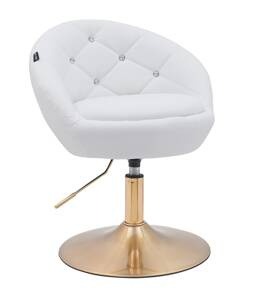 HC948N Scaun Alb Piele Ecologica cu Bază Aurie