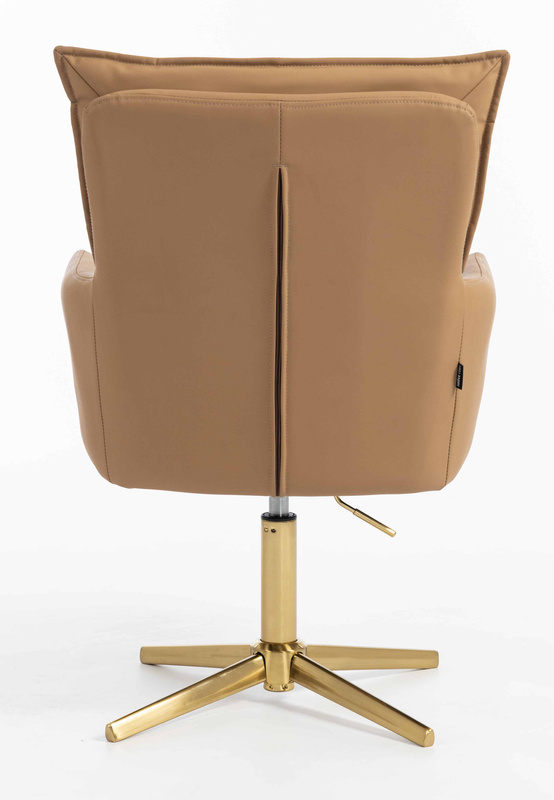 HR250CROSS Scaun Piele Ecologică Premium Soft Culoare Caramel Bază Aurie