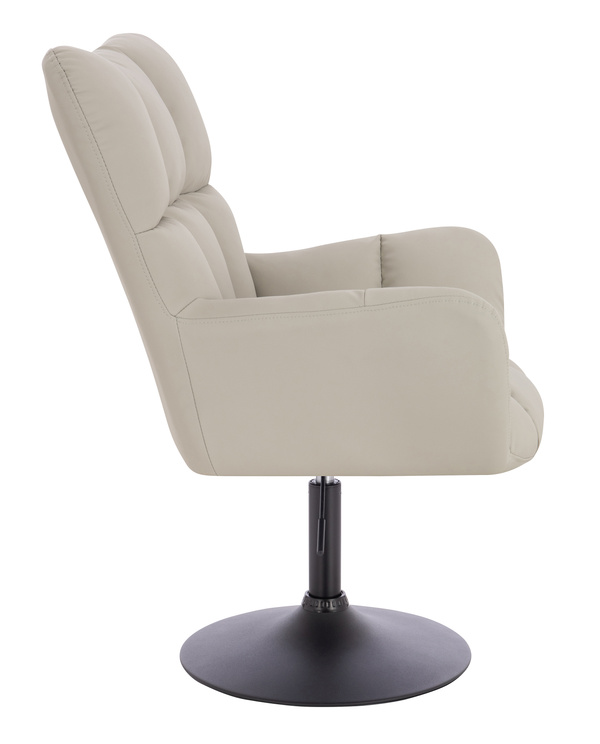 HR650N Scaun Ecru Piele Ecologica Premium Soft cu Bază Neagră