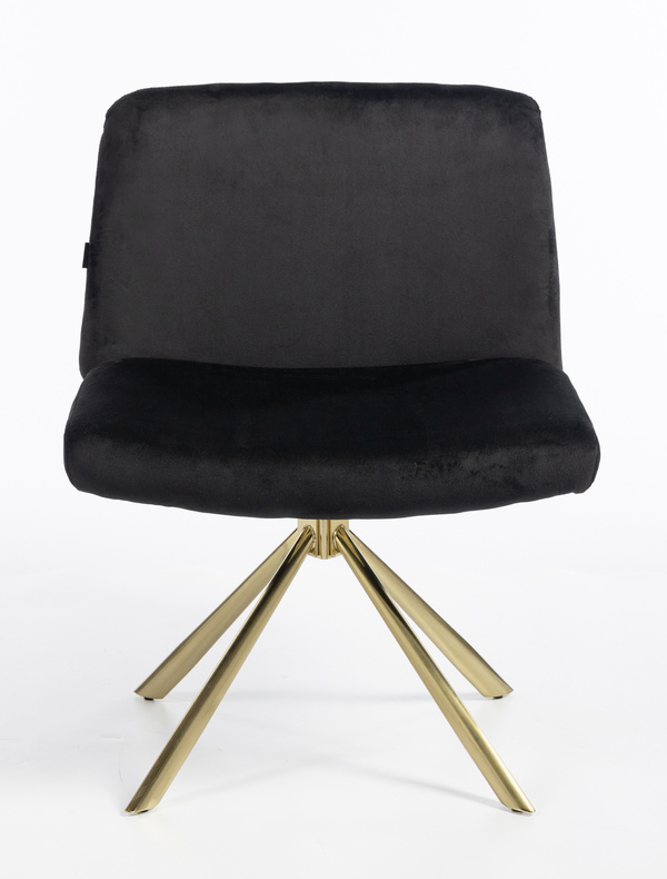 HR150 BAZĂ STEA Scaun Neagră din Catifea cu Bază Aurie