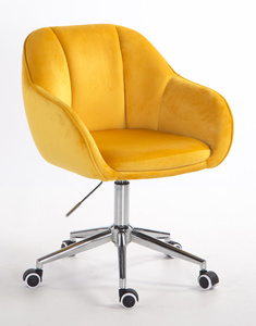 HR2055K Scaun Galbenă din Catifea cu Bază Cromata