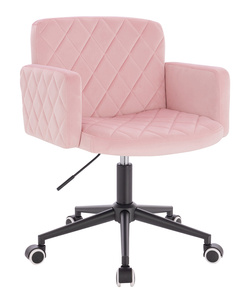 HR802K Scaun Roz Pudra din Catifea cu Bază Neagră