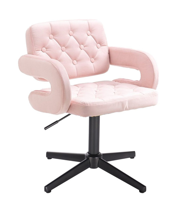 HR8403CROSS Scaun Catifea Roz cu Bază Neagră