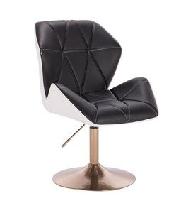 HR212 SCAUN ALB-NEGRU BAZĂ AURIE