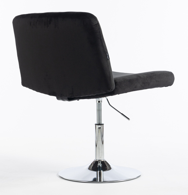 HR150N Scaun Neagră din Catifea cu Bază Cromata