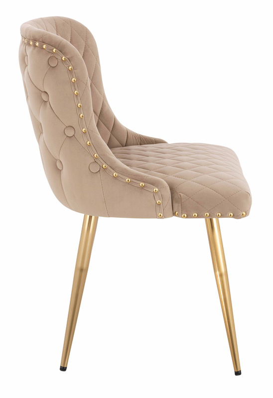 HR940 Scaun cu picioare aurii Latte din Catifea