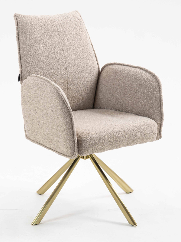 HR280 BAZĂ STEA Scaun Latte Boucle cu Bază Aurie