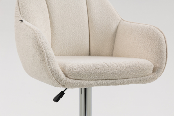 HR2055W Scaun Crem din Boucle cu Bază Cromata