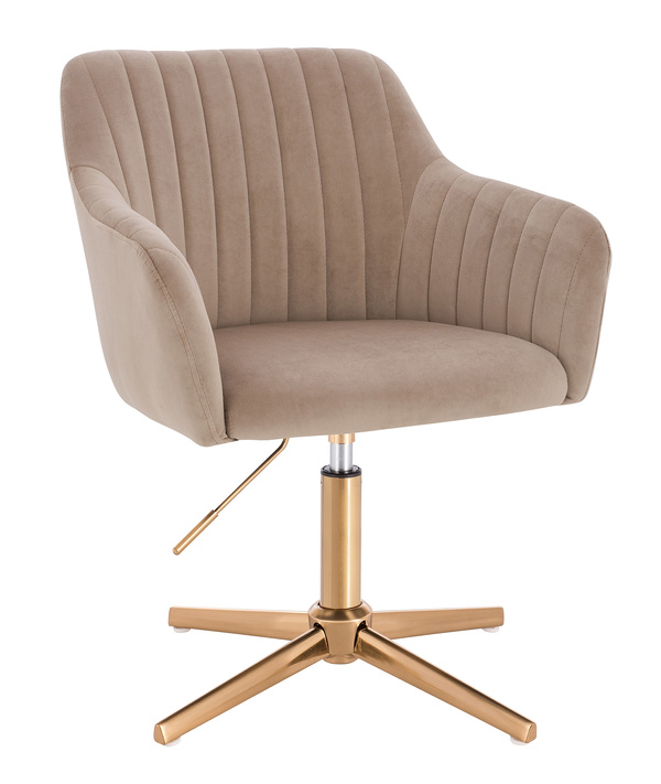 HR190CROSS Scaun Latte Pudra din Catifea cu Bază Aurie