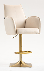 HR280KW Scaun Crem din Catifea cu Bază Aurie