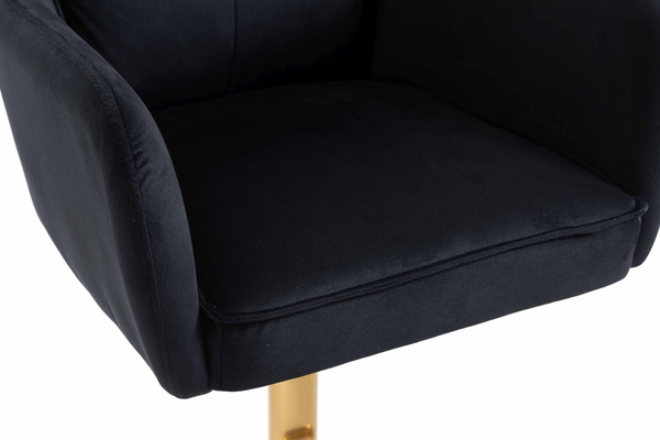 HR250W Scaun Catifea Neagră Bază Aurie