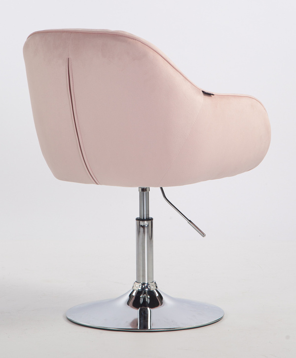 HR12055N Scaun Roz Pudra din Catifea cu Bază Cromata