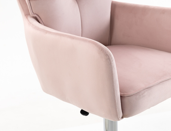 HR250W Scaun Catifea Roz Pudra Bază Cromata