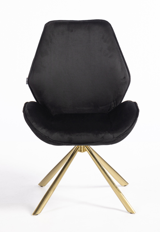 HR350 BAZĂ STEA Scaun Neagră din Catifea Bază Aurie