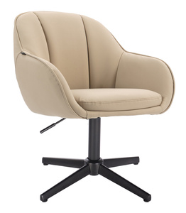 HR2055CROSS Scaun Crem din Piele Ecologica cu Bază Neagră