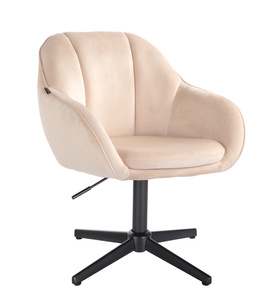 HR2055CROSS Scaun Crem din Catifea cu Bază Neagră