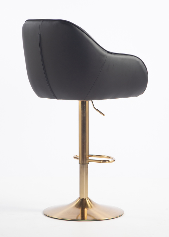 HR2055W Scaun Neagră din Piele Ecologica cu Bază Aurie