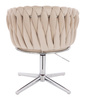 HR750CROSS Scaun Crem din Catifea cu Bază Cromata