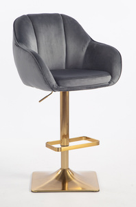 HR2055KW Scaun Grafit din Catifea cu Bază Aurie