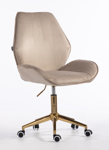 HR350K Scaun Latte din Catifea Bază Aurie