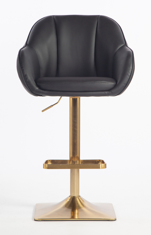 HR2055KW Scaun Neagră din Piele Ecologica cu Bază Aurie