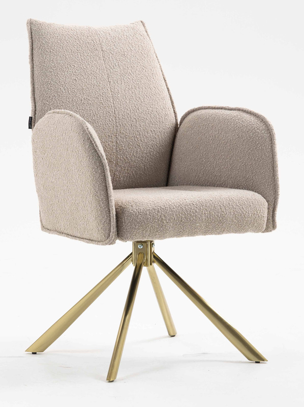 HR280 BAZĂ STEA Scaun Latte Boucle cu Bază Aurie