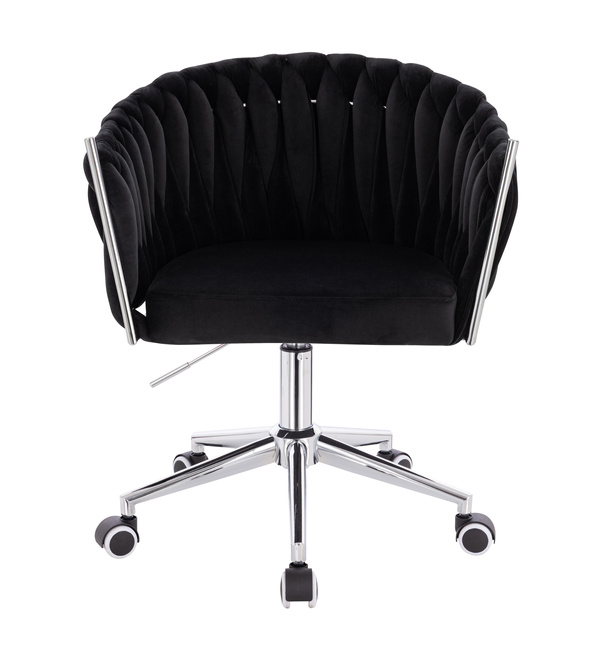 HR750K Scaun Neagră din Catifea cu Bază Cromata