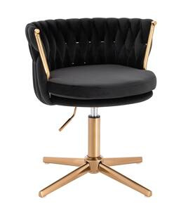 HR450N Scaun Neagră din Catifea cu Bază Aurie