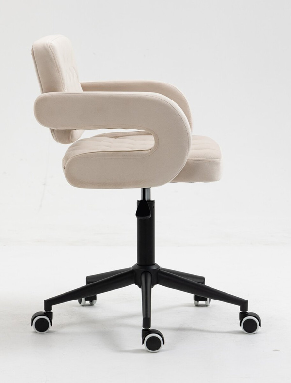 HR8403K Scaun Catifea Crem cu Bază Neagră